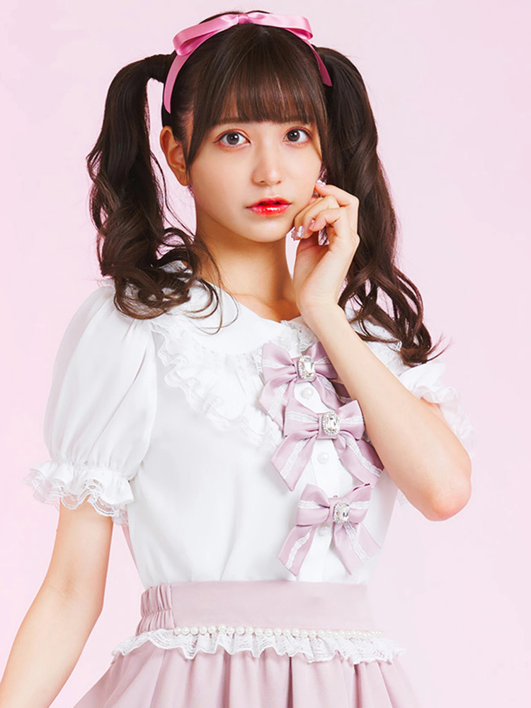 ラウンドヨークレースリボンブラウス - Ank Rouge(アンクルージュ)の