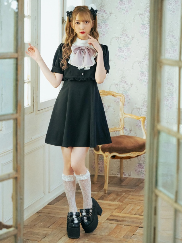 ラッフルフリルスタンドカラーワンピース - Ank Rouge(アンクルージュ  