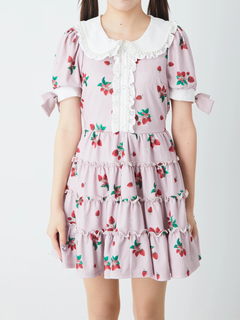 袖口リボンティアードカットOP