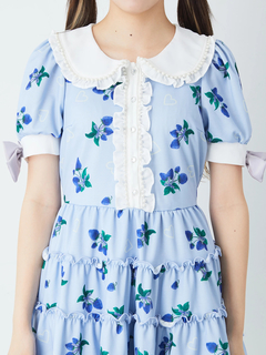 袖口リボンティアードカットOP