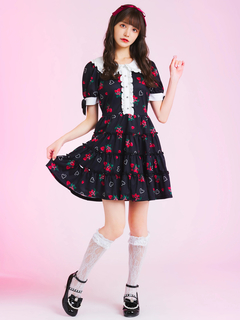 袖口リボンティアードカットOP