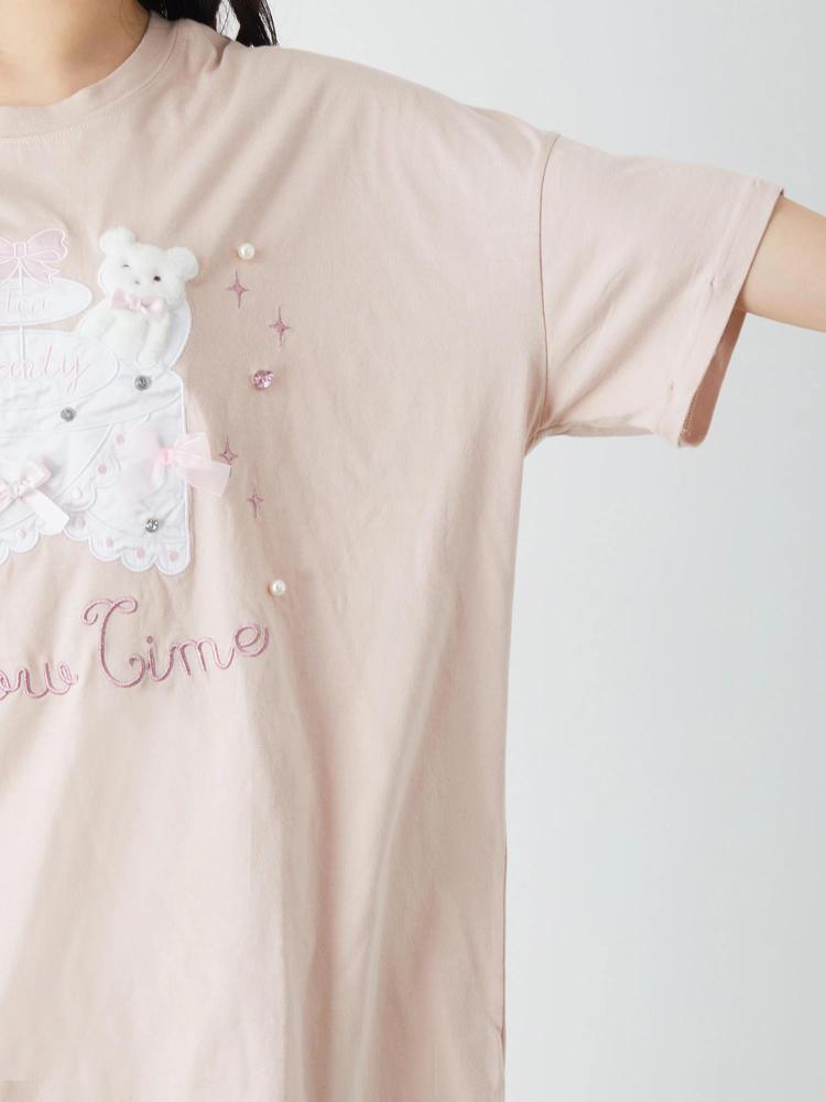 Ank Rouge アンクルージュ ティーパーティー くまちゃん ワンピース M ティーパーティーくまちゃんワンピース - Ank Rouge(アン