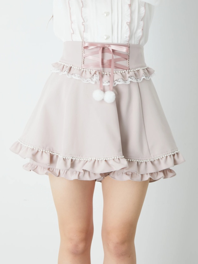 ぽんぽんリボンフリルスカパン - Ank Rouge(アンクルージュ)のショート 