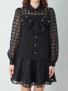 BigリボンシアーチェックBL - Ank Rouge(アンクルージュ)のシャツ  