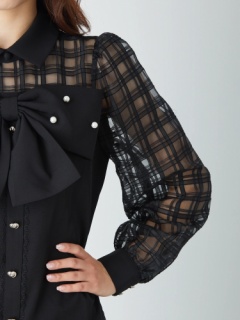 BigリボンシアーチェックBL - Ank Rouge(アンクルージュ)のシャツ  