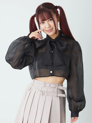 リボンタイシアーブラウス - Ank Rouge(アンクルージュ)のシャツ