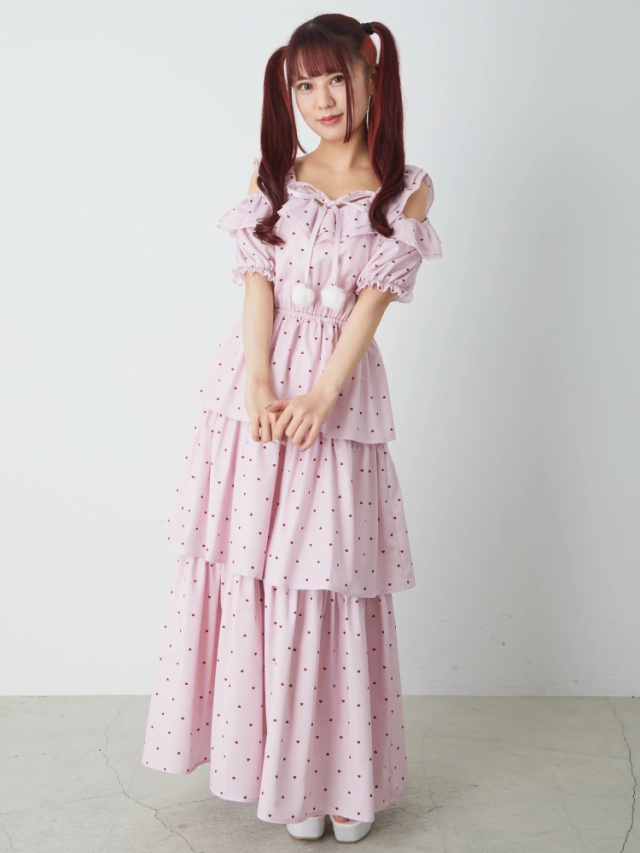 ハートdotオフショルロングOP - Ank Rouge(アンクルージュ)のマキシ  