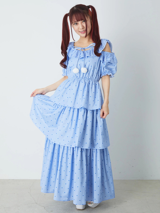 ハートdotオフショルロングOP - Ank Rouge(アンクルージュ)のマキシ