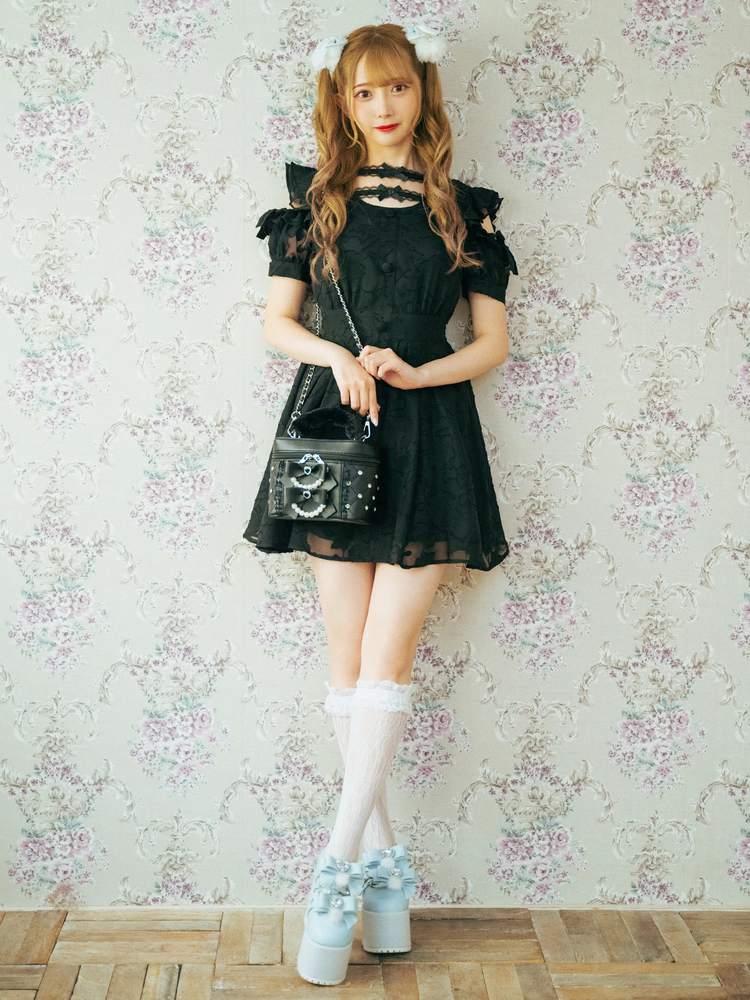 【最終値下げ‼️】Ank Rouge ダブルリボンバニティ bag 水色 Ank Rouge（アンクルージュ）の「ダブルリボンバニティBAG