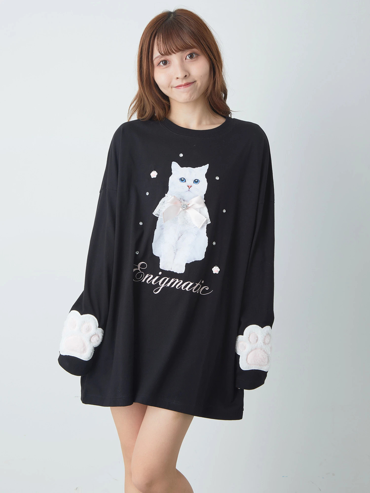 新品タグ付♡アンクルージュ♡ネコちゃん制服セットアップ♡ピンク♡ ネコちゃんオフショルプルオーバー - Ank Rouge(アンクルージュ