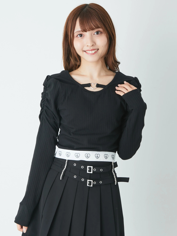 アンクルージュ カットソー トップス ブラック 半袖 黒 半袖カットソー レーストップス - Ank Rouge(アンクルージュ)のTシャツ