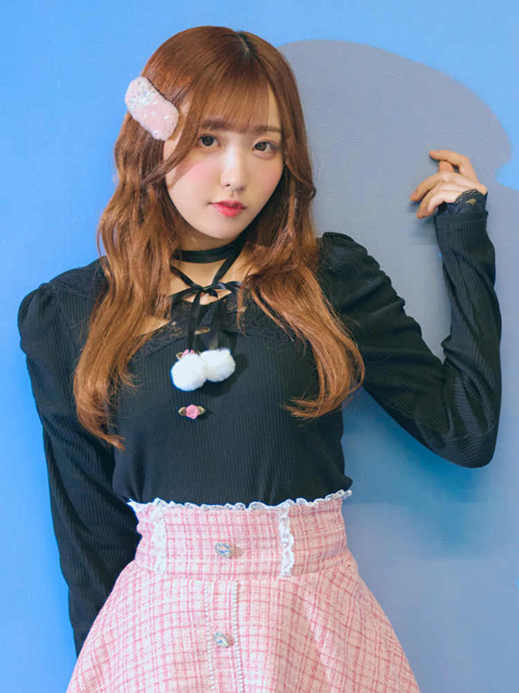 Ank Rouge - アンクルージュ トップス お洒落 おしゃれ レディース カットソー レース ア レースクロスローズカットソー - Ank Rouge(アンクルージュ)のT