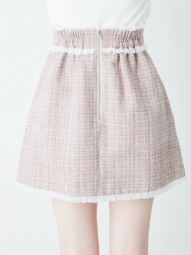 CHANEL ラップ台形スカート ショート丈ピンク 38*QC106 CHANEL ラップ台形スカート ショート丈ピンク 38*QC106