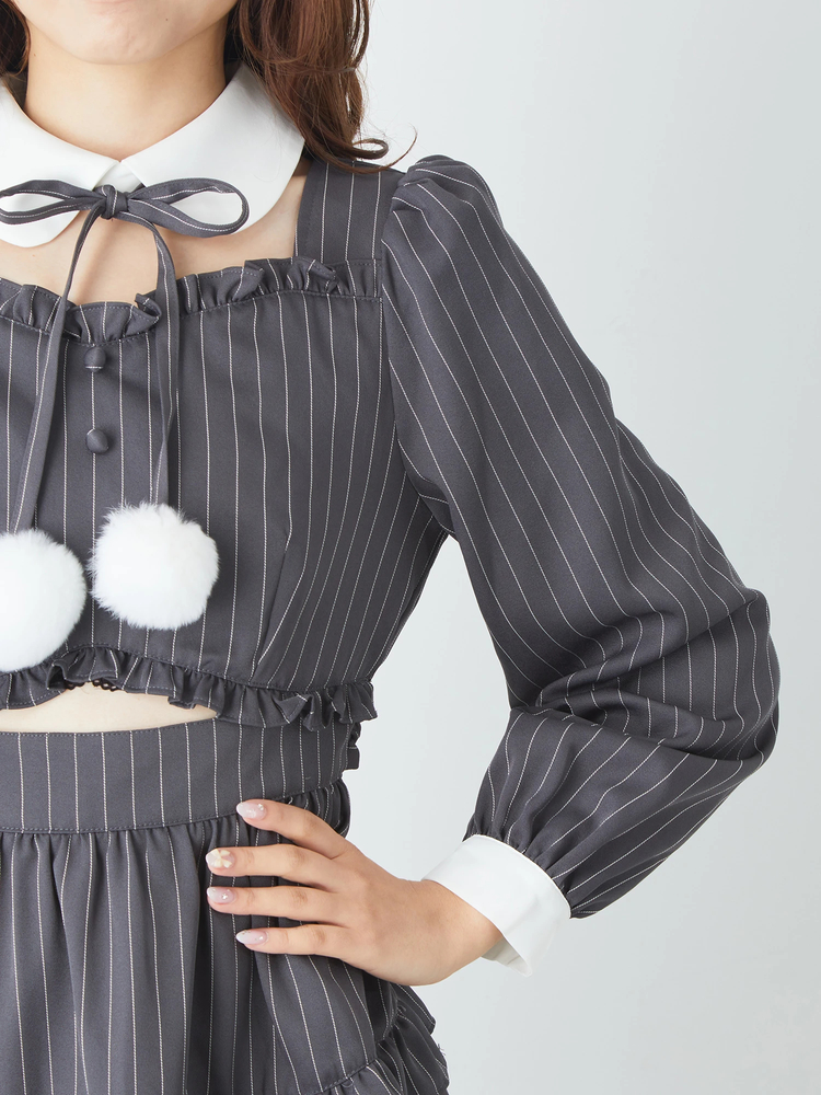 ななめフリルぽんぽんリボンワンピース - Ank Rouge(アンクルージュ)の