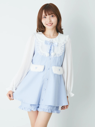 AnkRouge ヨークフリルハートベルトコンビネゾン 水色 セーラーカラー千鳥コンビネゾン - Ank Rouge(アンクルージュ)の