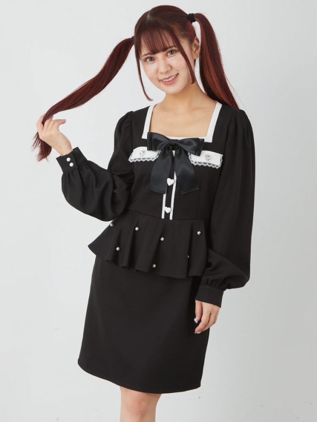 ハートペプラムタイトワンピース - Ank Rouge(アンクルージュ)の  