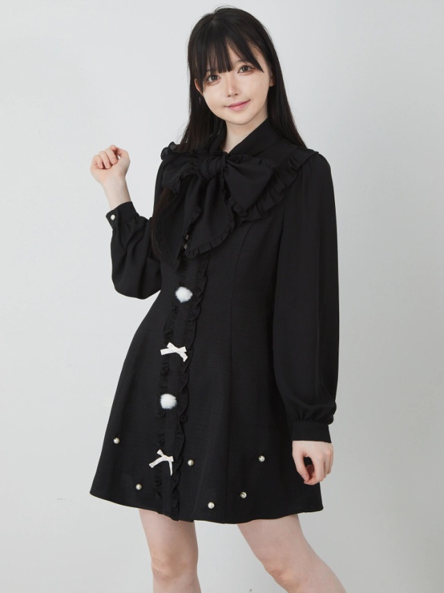 ぽんぽん&リボンワンピース - Ank Rouge(アンクルージュ)のワンピース  