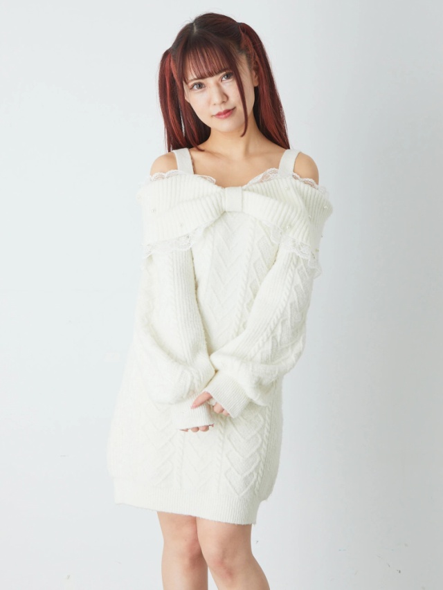 オフショルリボンニットワンピース - Ank Rouge(アンクルージュ)の  