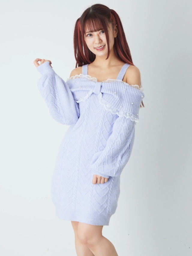 オフショルリボンニットワンピース - Ank Rouge(アンクルージュ)の  