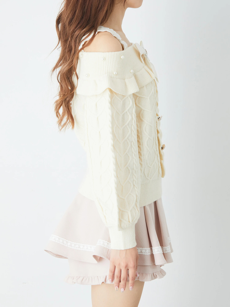 Ank Rouge オフショルダーリボンニットワンピース フェザーリボンニットオフショルワンピース - Ank Rouge(アン