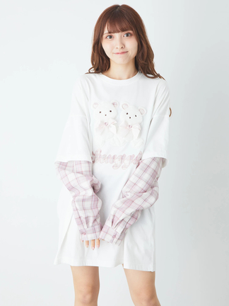 ふたごくまちゃんロンTe - Ank Rouge(アンクルージュ)のTシャツ