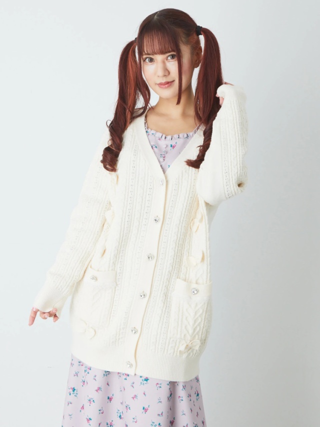 リボンニットカーデ - Ank Rouge(アンクルージュ)のカーデ  