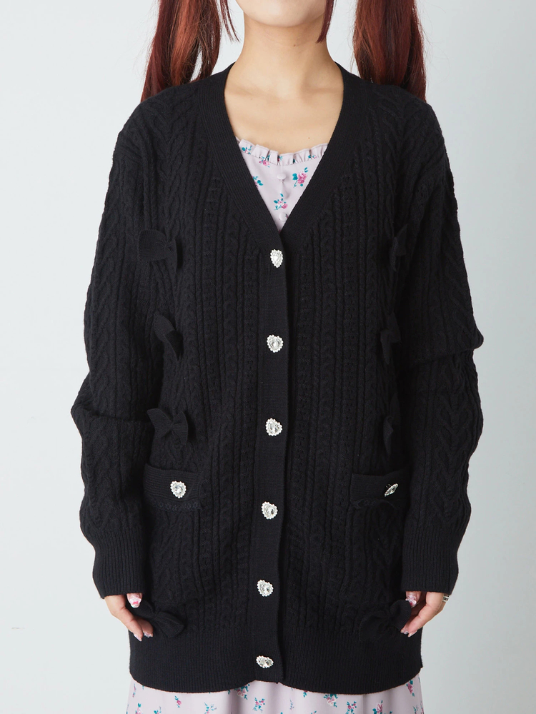 リボンニットカーデ - Ank Rouge(アンクルージュ)のカーデ