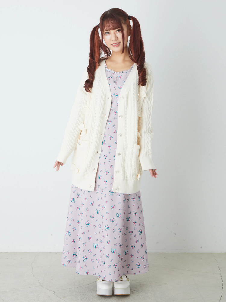 CABaNアイボリー リボン付き五分袖ニット フロントベロアリボンニットTOPS - Ank Rouge(アンクルージュ)の