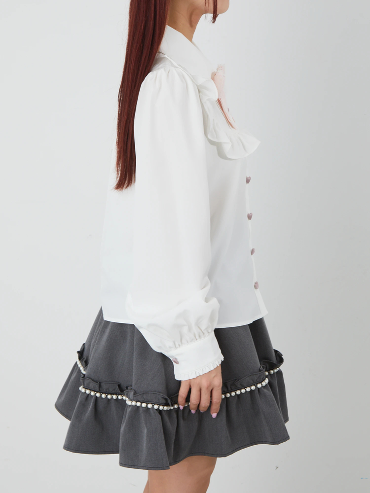 ハートボタンヨークフリルブラウス - Ank Rouge(アンクルージュ)の