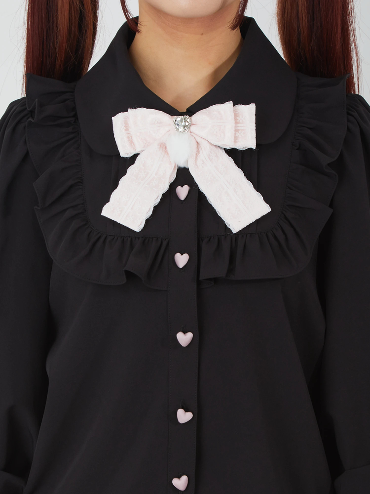 新品未使用 IMVAL Heart Shirt［BLK］ハートフリルブラウス 黒 IMVAL / Heart Shirt［BLK］（IMV003-BLK） - QOOZA