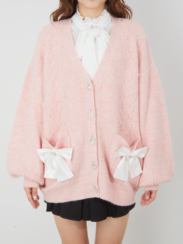 ハートケーブルニットリボンカーデ - Ank Rouge(アンクルージュ)の  