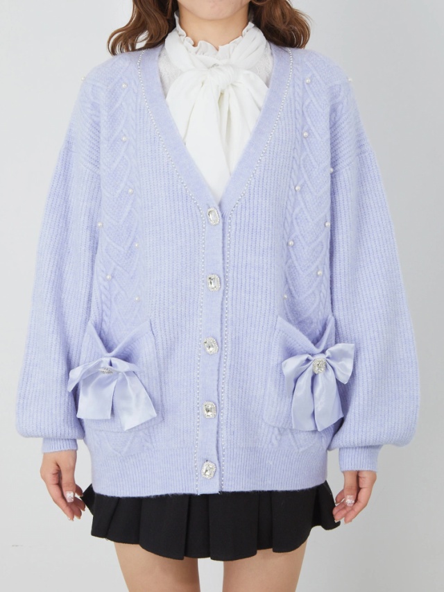 ハートケーブルニットリボンカーデ - Ank Rouge(アンクルージュ)の  