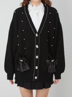 ハートケーブルニットリボンカーデ - Ank Rouge(アンクルージュ)の  