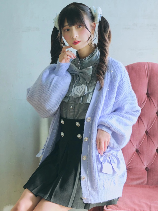 ハートケーブルニットリボンカーデ - Ank Rouge(アンクルージュ)の  