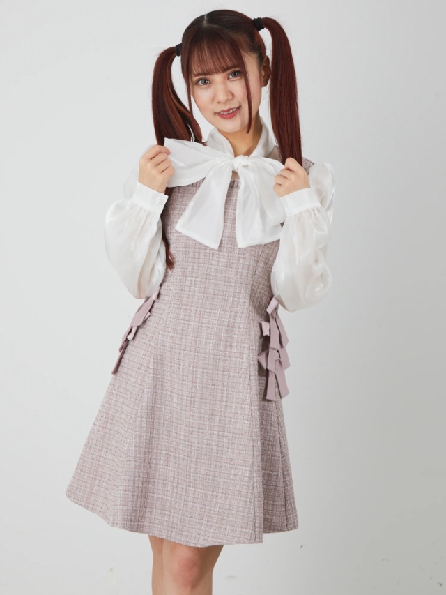 サイドリボンキラキラツイードワンピース - Ank Rouge(アンクルージュ  