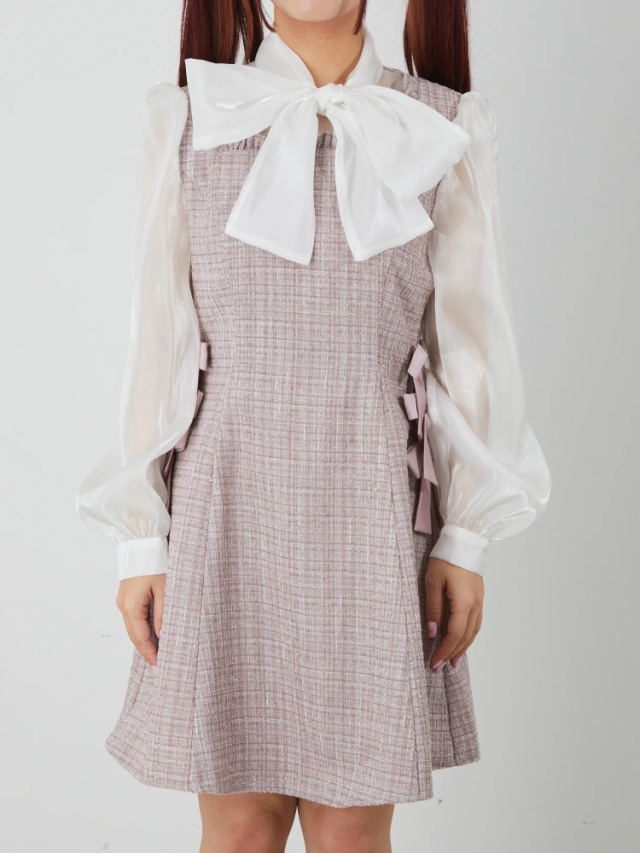 サイドリボンキラキラツイードワンピース - Ank Rouge(アンクルージュ  