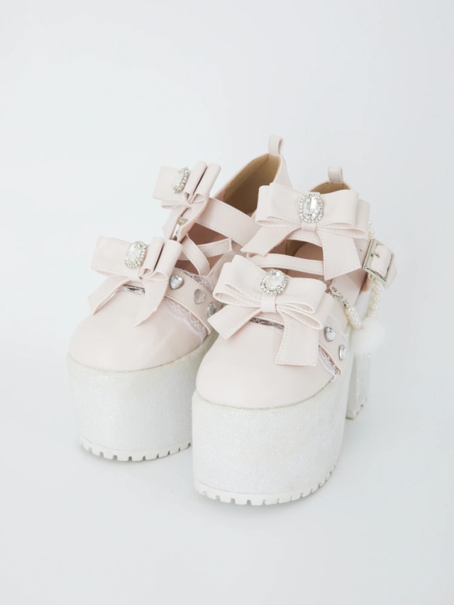 ダブルリボン&チェーン厚底シューズ - Ank Rouge(アンクルージュ)の  