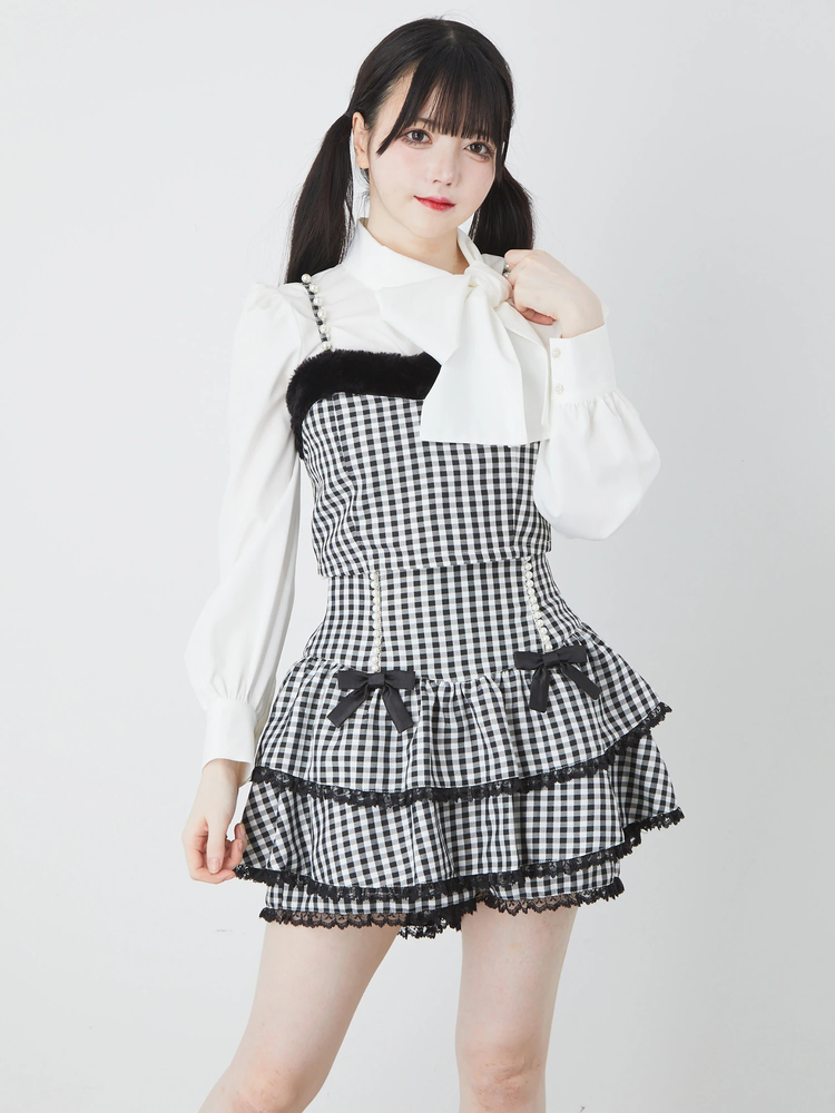 パールリボンギンガムスカパン - Ank Rouge(アンクルージュ)のショート