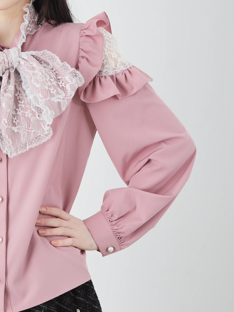 Ank Rouge レースリボンタイブラウス ホワイト　売り切れ品 レースリボンタイブラウス - Ank Rouge(アンクルージュ)のシャツ