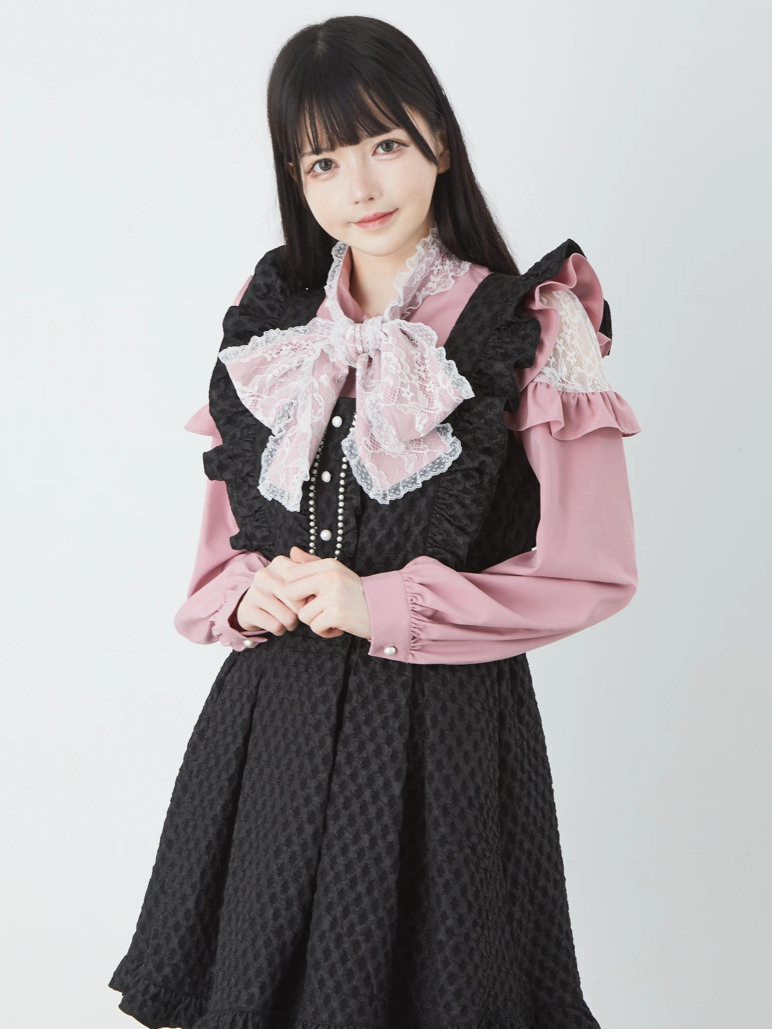 ♡AnkRouge♡レースリボンタイブラウス♡ブラック♡レース