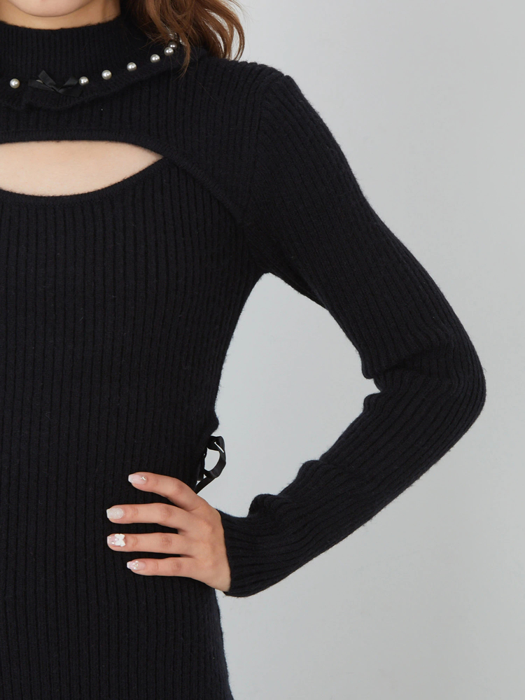 Yves Saint Laurent ニットワンピース Yves Saint Laurent 半袖ニットワンピース オレンジ
