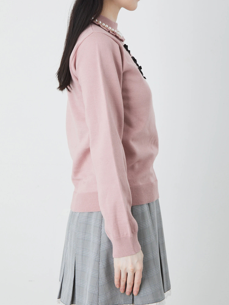 アンクルージュ 量産型トップス ピンク パール付き パールリボンTOPS - Ank Rouge(アンクルージュ)のニット