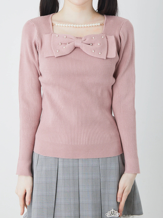ああ♡フロントカシュクールBIGリボンセットアップ♡お袖留付き♡ フロントBIGリボンTOPS - Ank Rouge(アンクルージュ)のニット
