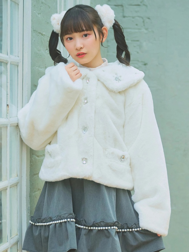 ビジューエコファーショートコート - Ank Rouge(アンクルージュ)の  