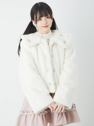 web限定アイテム Girly アイボリー ショートコート Heart