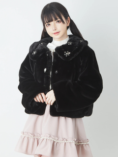 ビジューエコファーショートコート