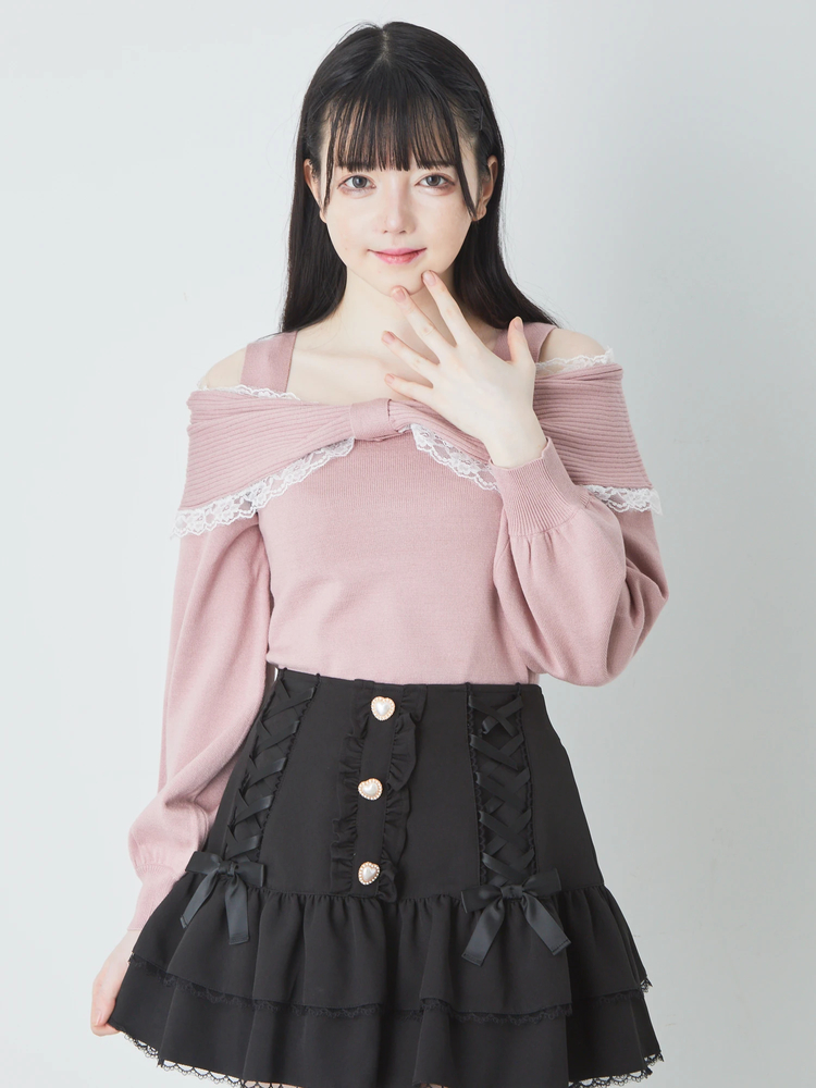 リボンオフショルニットTOPS - Ank Rouge(アンクルージュ)の