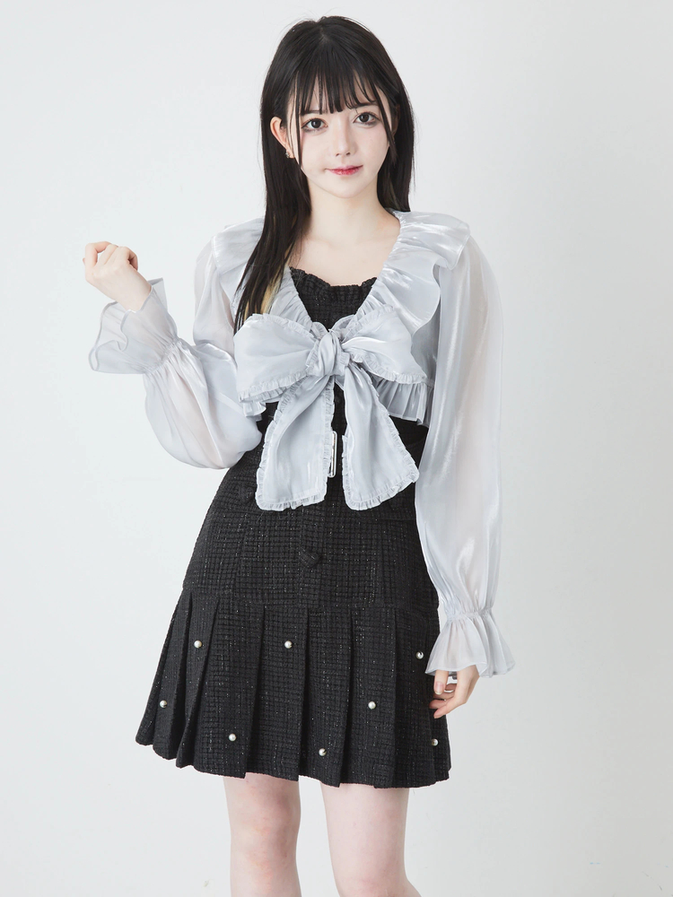 即！新品☆Ank RougeパイピングMIXツイードJK&SKセットアップ