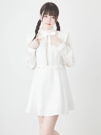 美品☆Rene☆ツイードワンピース フロントジップ ティアード 36 フロントZIPツイードワンピース - Ank Rouge(アンクルージュ)の
