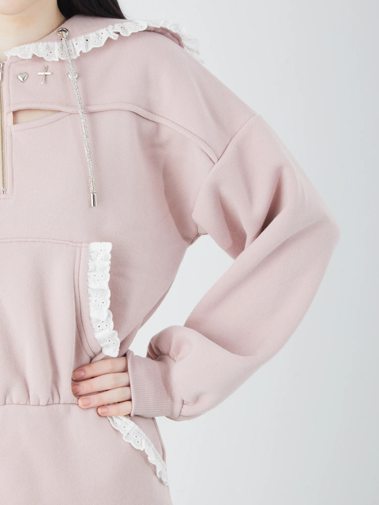 SinceThenキュート ラッフル Aライン ワンピース ショート PINK アンティビジューキャットプリントワンピース｜ピンクハウス